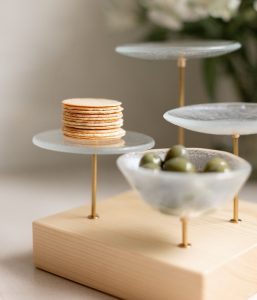 amuse bouche stand industrial style wooden bar stand food presentation MyGlassStudio