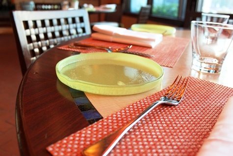 modern Indian restaurant dinnerware glass side plate lime green MyGlassStudio