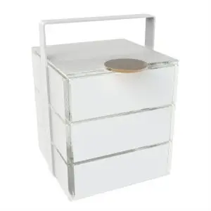 Modern Picnic Basket in Milk White - Specialty Serveware - 3/4 View
