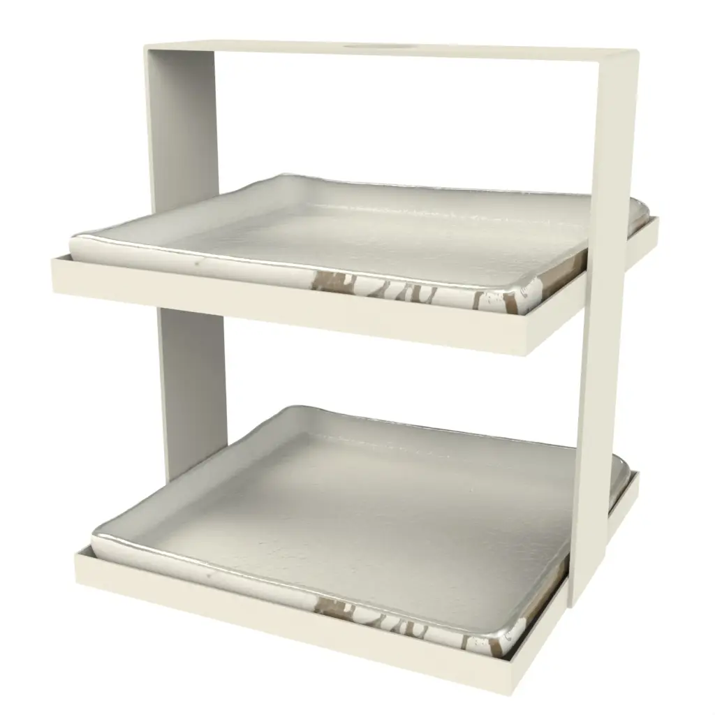 2 Tier Cake Stand in Birch White - Tea Stands - 3/4 View