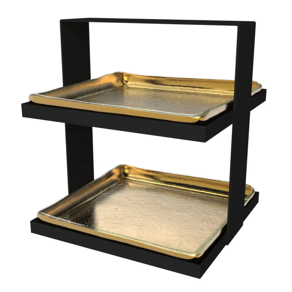 2 Tier Cake Stand in Pure Gold - Tea Stands - 3/4 View