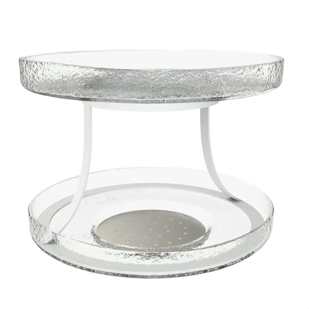 2 Tier Seafood Tower Set in Glass With Texture - Specialty Serveware - 3/4 View