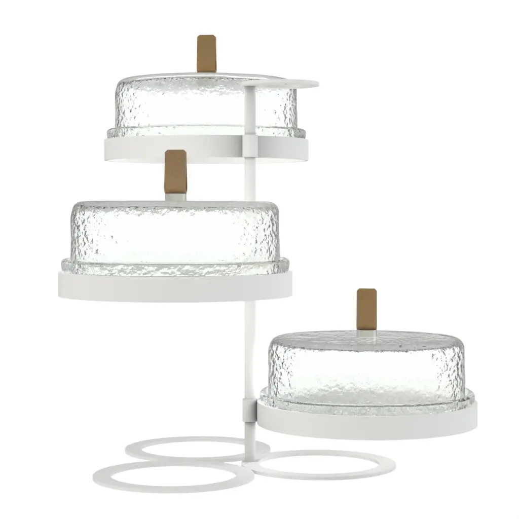 3 Tier Afternoon Tea Stand in Glass With Texture - Tea Stands - 3/4 View