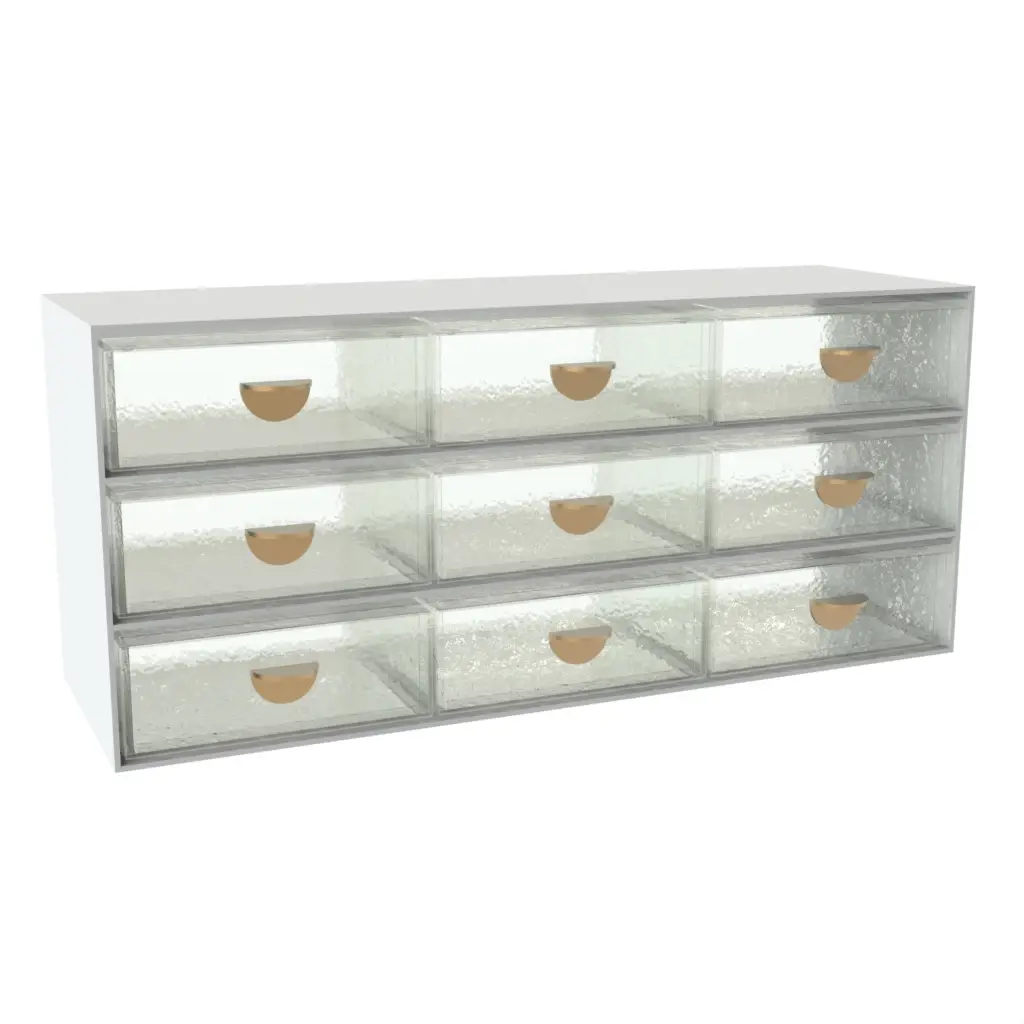 3 Tier Bento Box in Glass With Texture - Specialty Serveware - 3/4 View