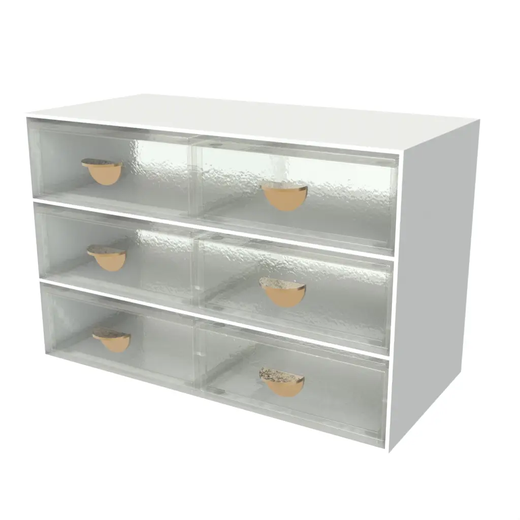 3 Tier Bento Box in Glass With Texture - Specialty Serveware - 3/4 View