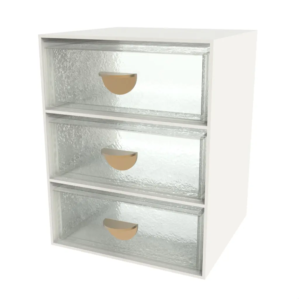 3 Tier Bento Box in Glass With Texture - Specialty Serveware - 3/4 View