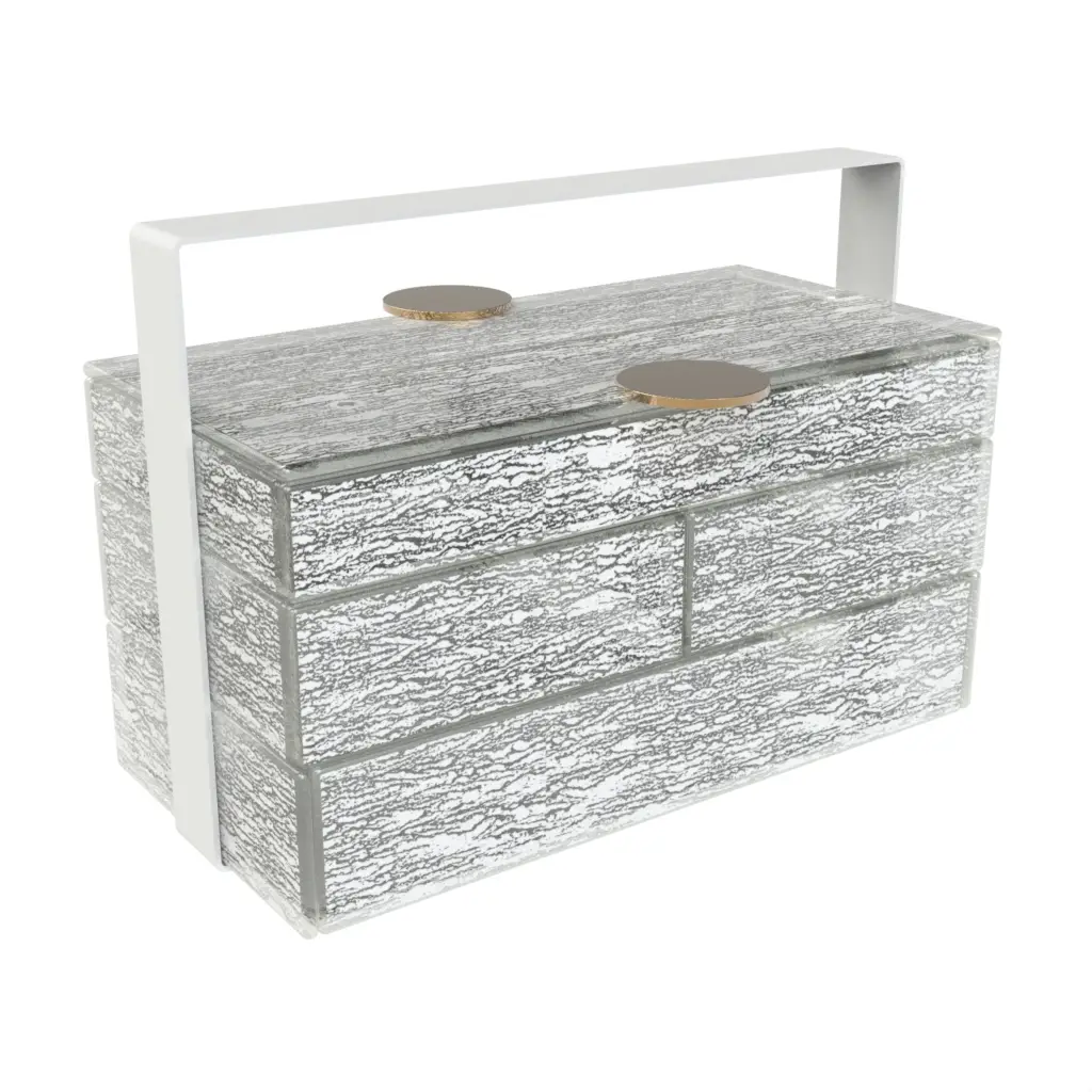 3 Tier Bento Box in Milk White - Specialty Serveware - 3/4 View