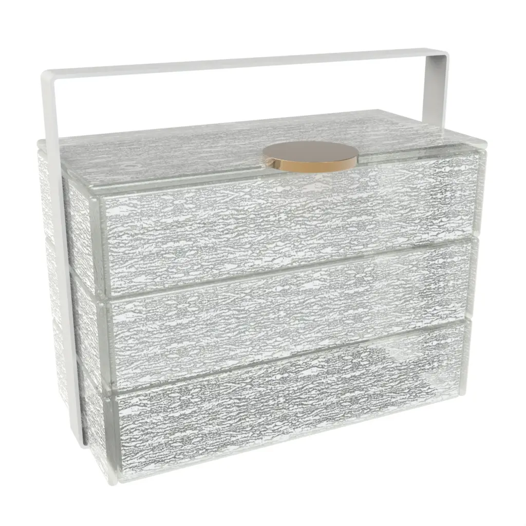 3 Tier Bento Box in Milk White - Specialty Serveware - 3/4 View
