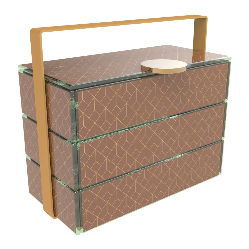 3 Tier Bento Box in Tobacco Brown - Specialty Serveware - 3/4 View