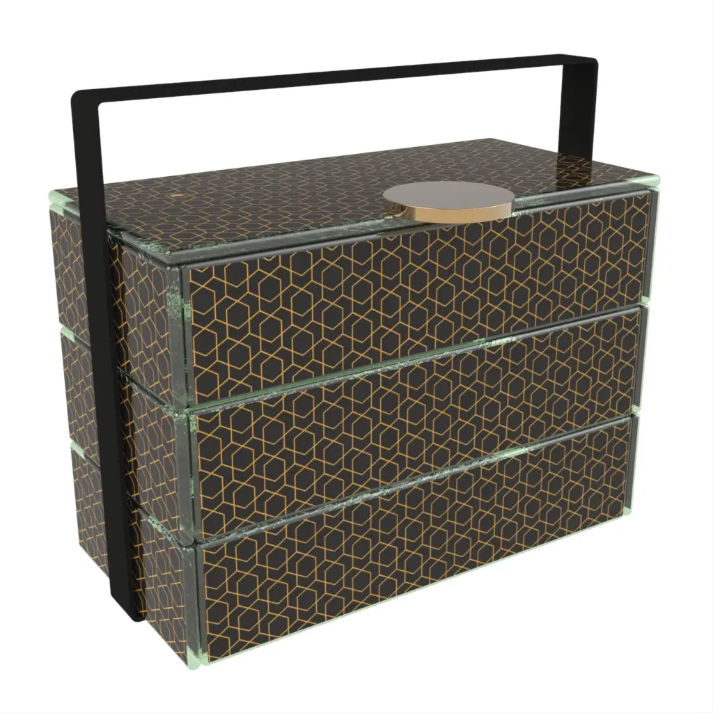 3 Tier Bento Box in Black - Specialty Serveware - 3/4 View