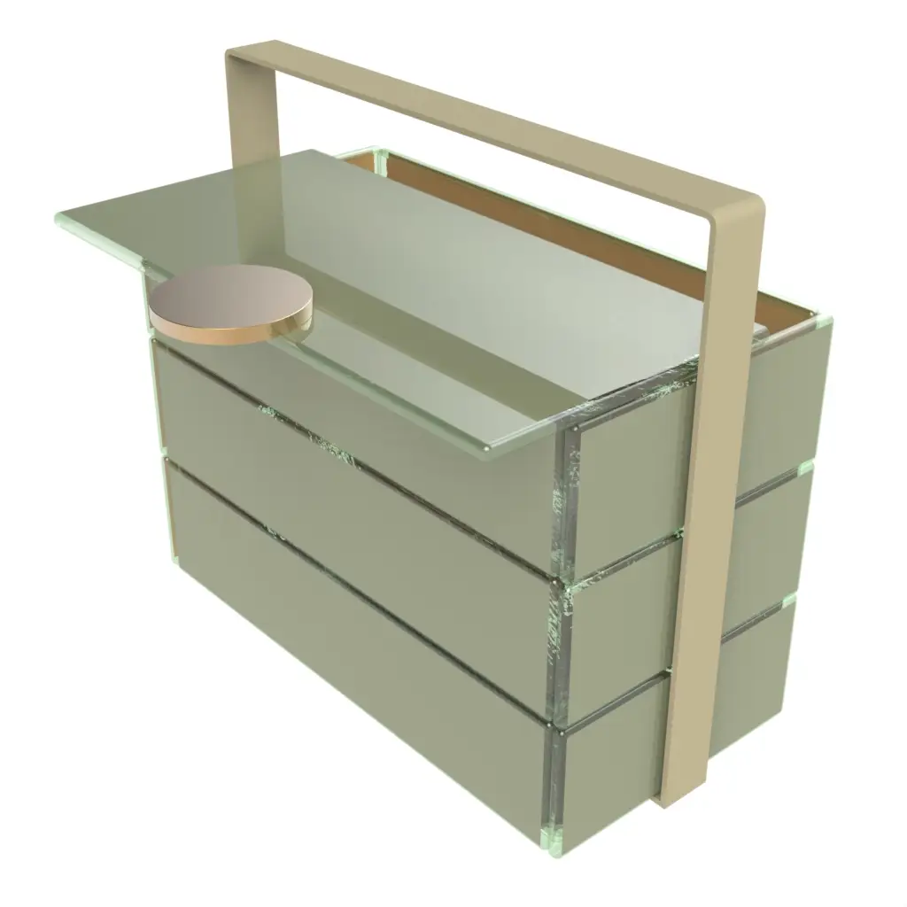 3 Tier Bento Box - Specialty Serveware | MyGlassStudio - 3/4 View