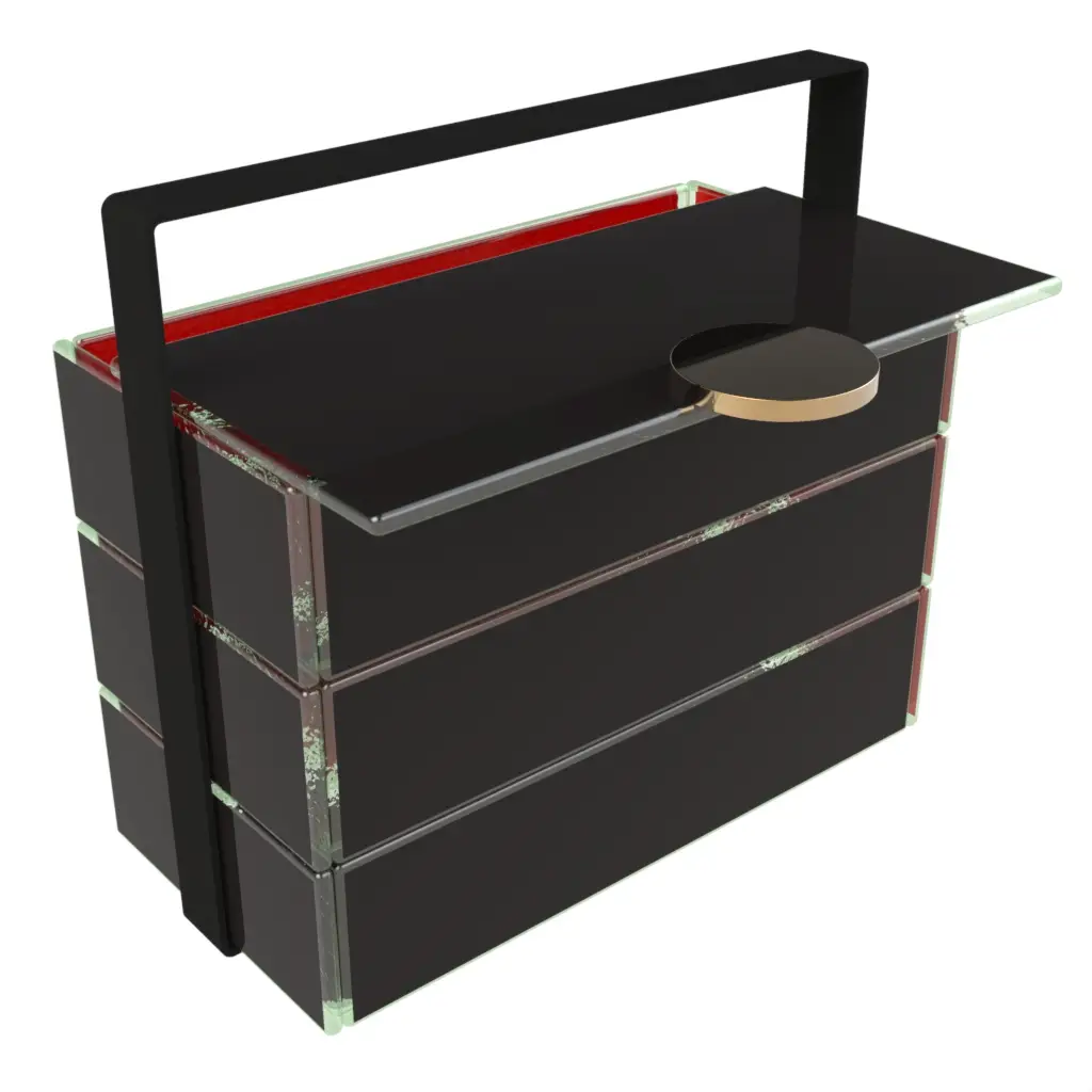 3 Tier Bento Box in Black - Specialty Serveware - 3/4 View