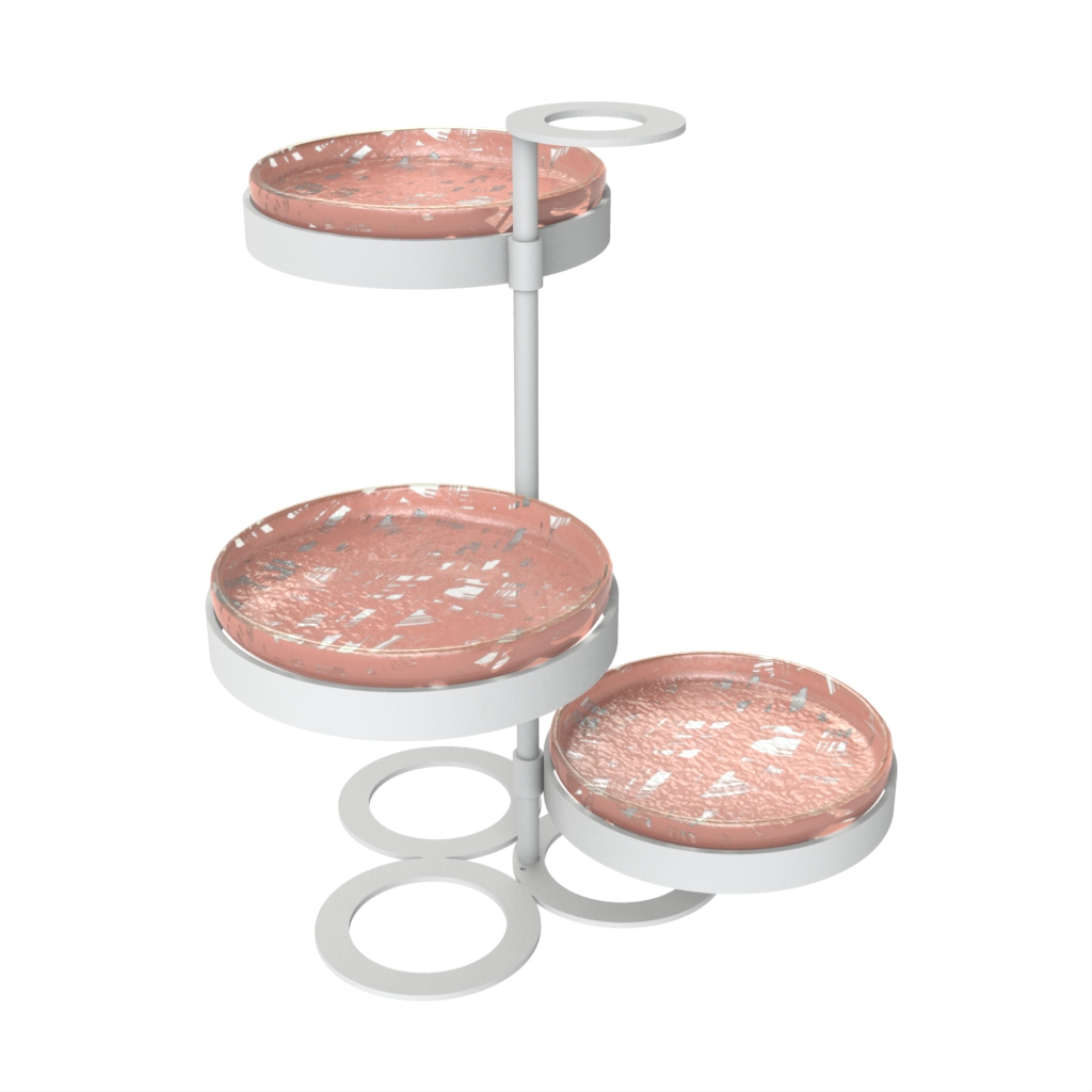 3 Tier High Tea Stand in Light Salmon Pink - Tea Stands - Side View