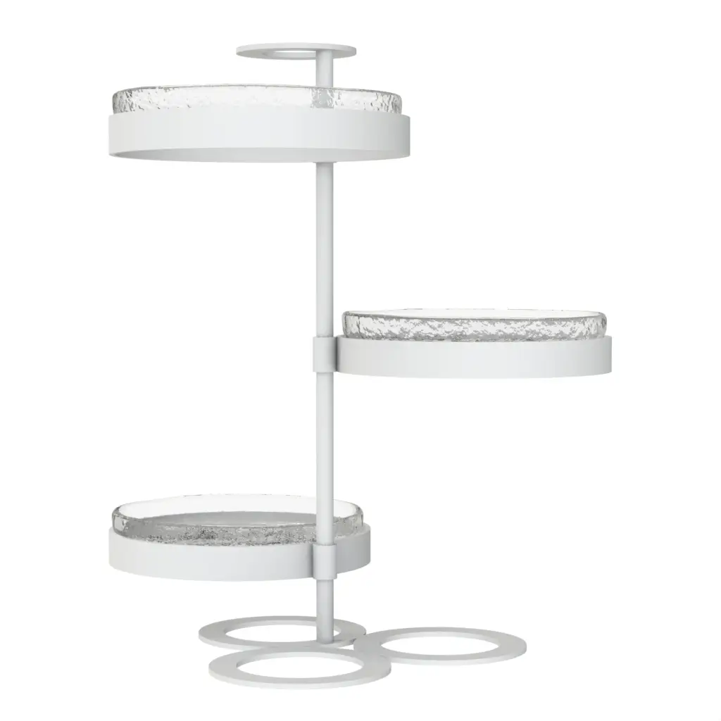3 Tier High Tea Stand in Glass With Texture - Tea Stands - 3/4 View