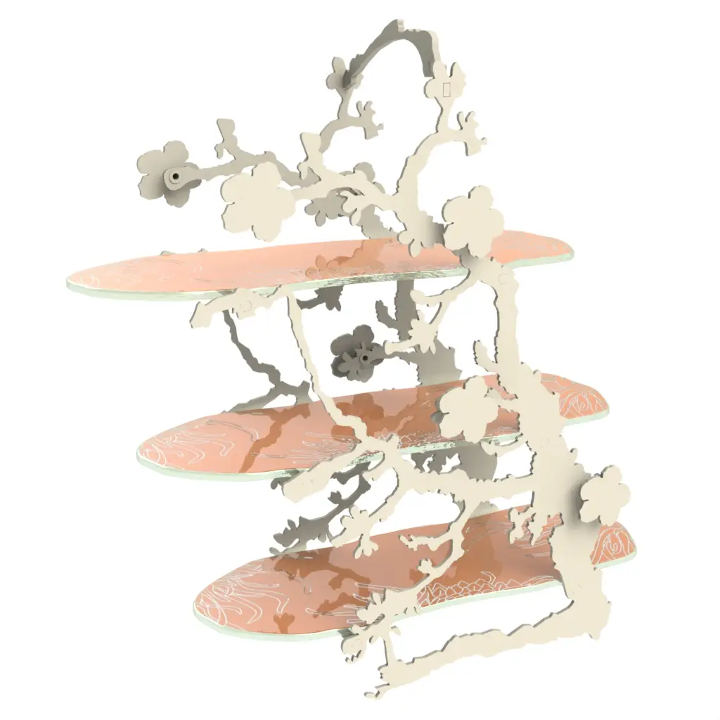 3 Tier High Tea Stand in Apricot Crush - Tea Stands - 3/4 View