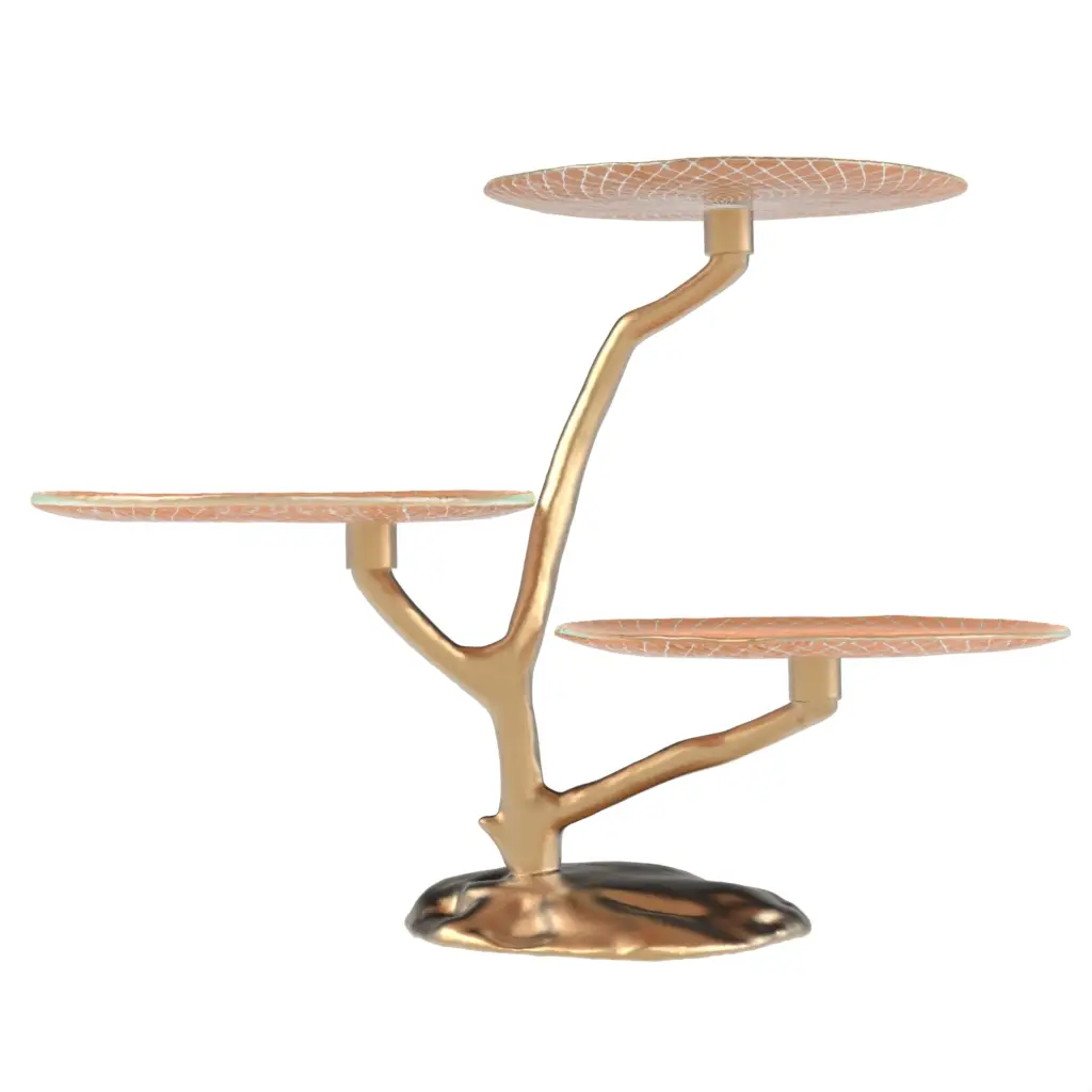 3 Tier Platter in Apricot Crush - Serving Stands - 3/4 View