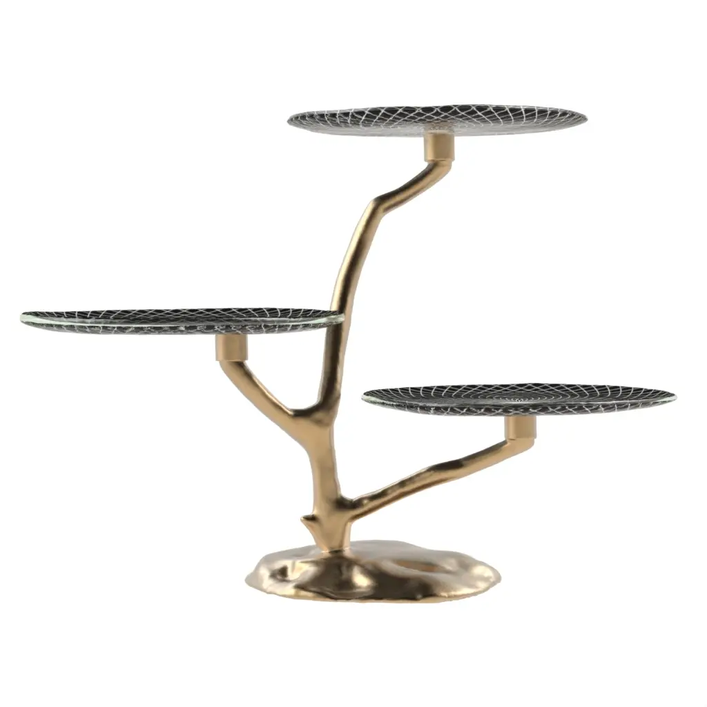 3 Tier Platter in Black - Serving Stands - 3/4 View