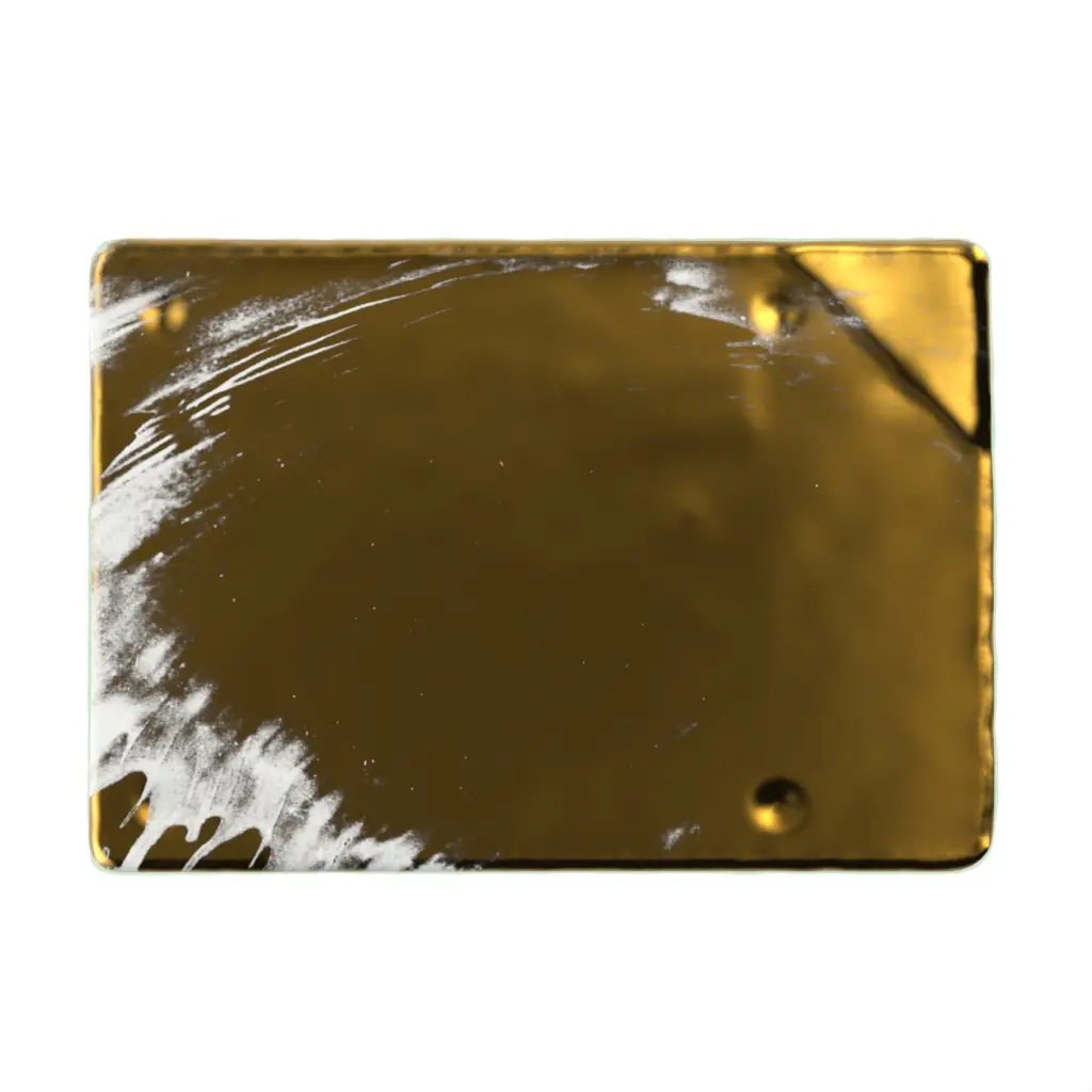 Rectangular Dessert Plate in Pure Gold - Restaurant Plates - 3/4 View