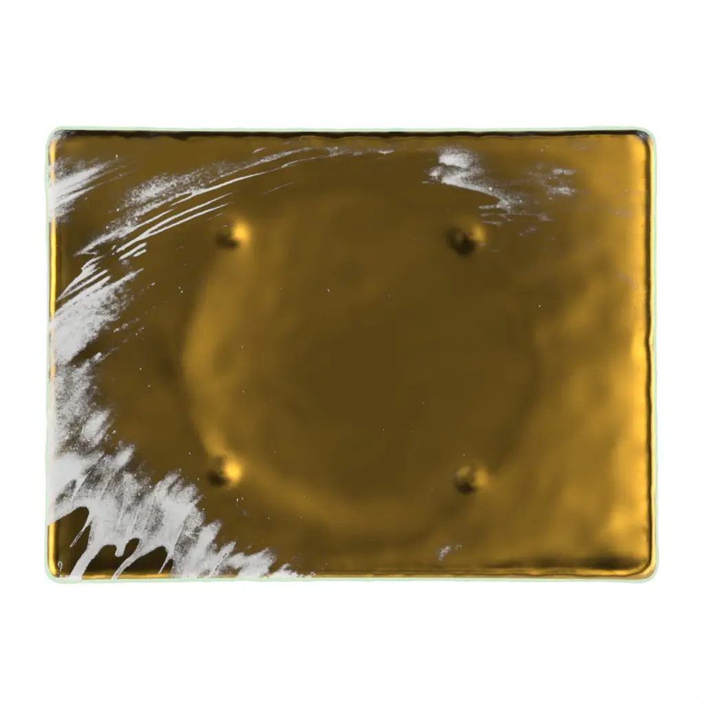 Rectangular Dessert Plate in Pure Gold - Restaurant Plates - 3/4 View