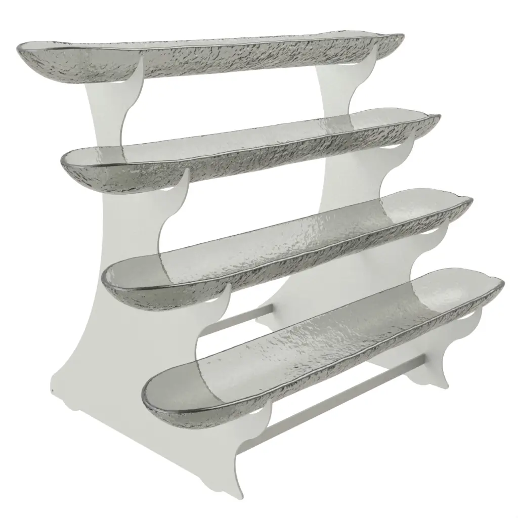 Serving Bowl With Stand in Gray Textured Glass - Serving Stands - 3/4 View