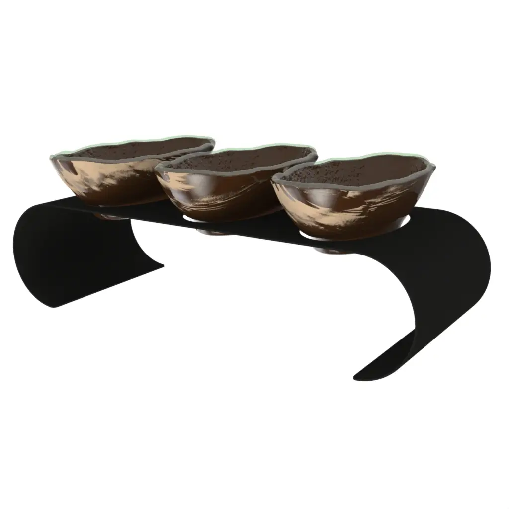 Serving Bowl With Stand in Golden Brown - Serving Stands - 3/4 View