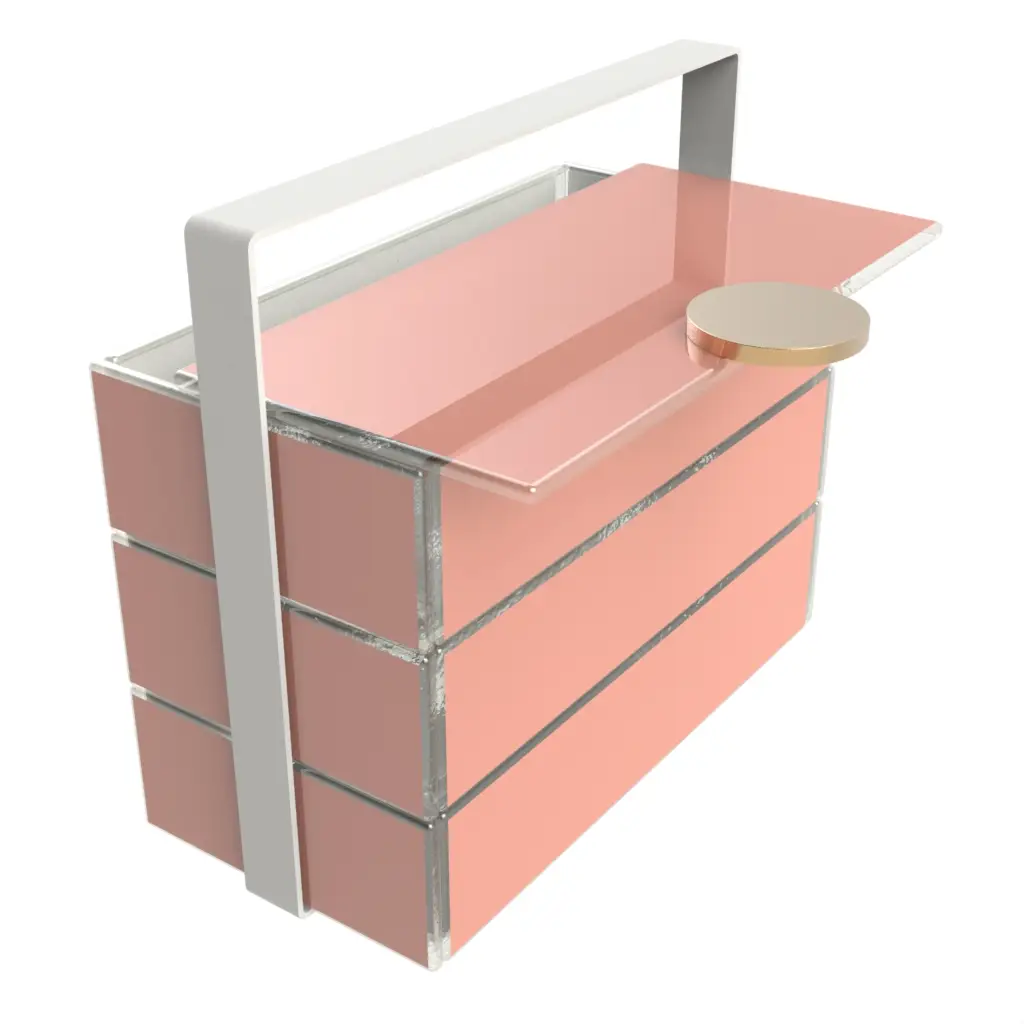 Afternoon Tea Bento Box in Light Salmon Pink - Specialty Serveware - 3/4 View