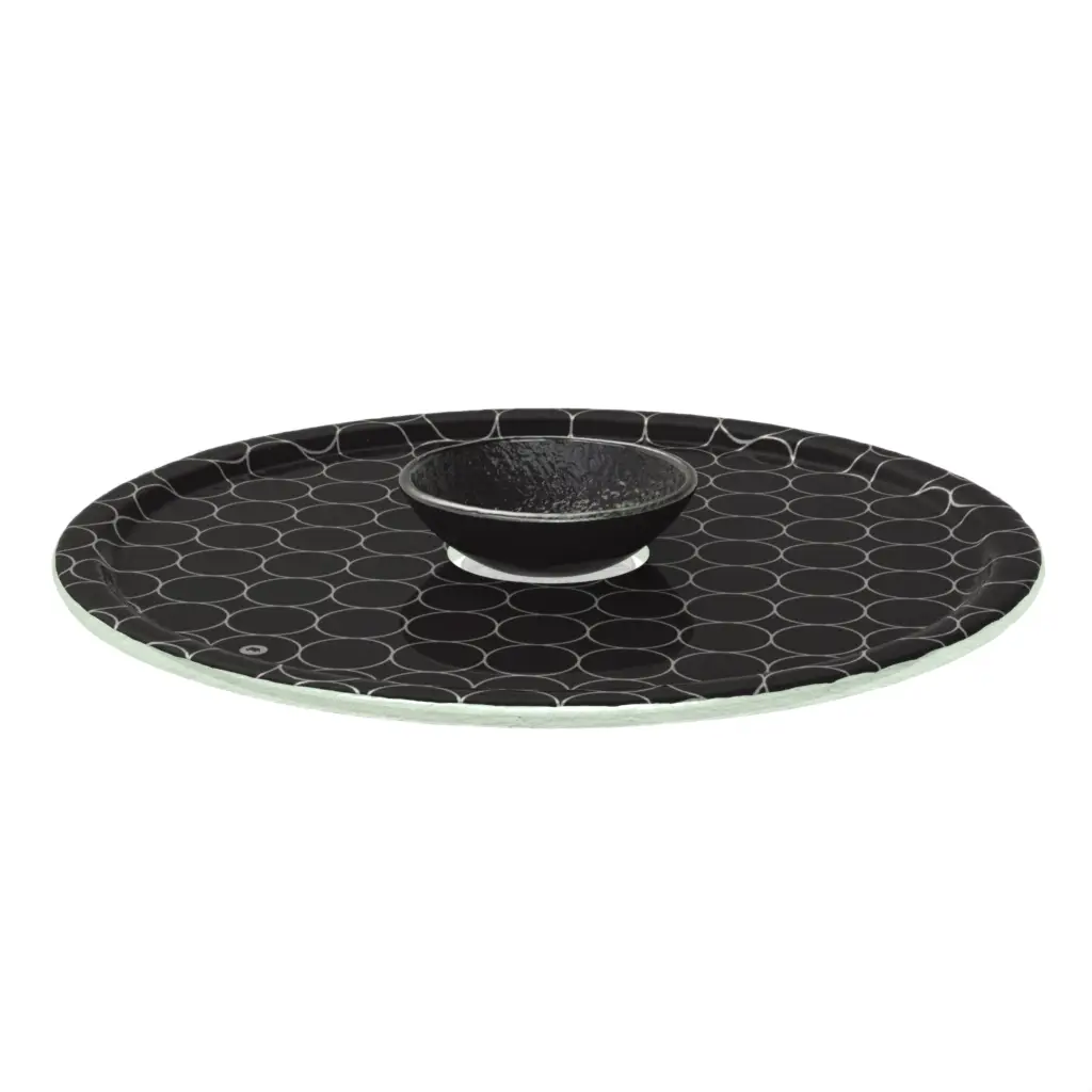Appetizer Serving Tray in Black - Serving Dishes - 3/4 View