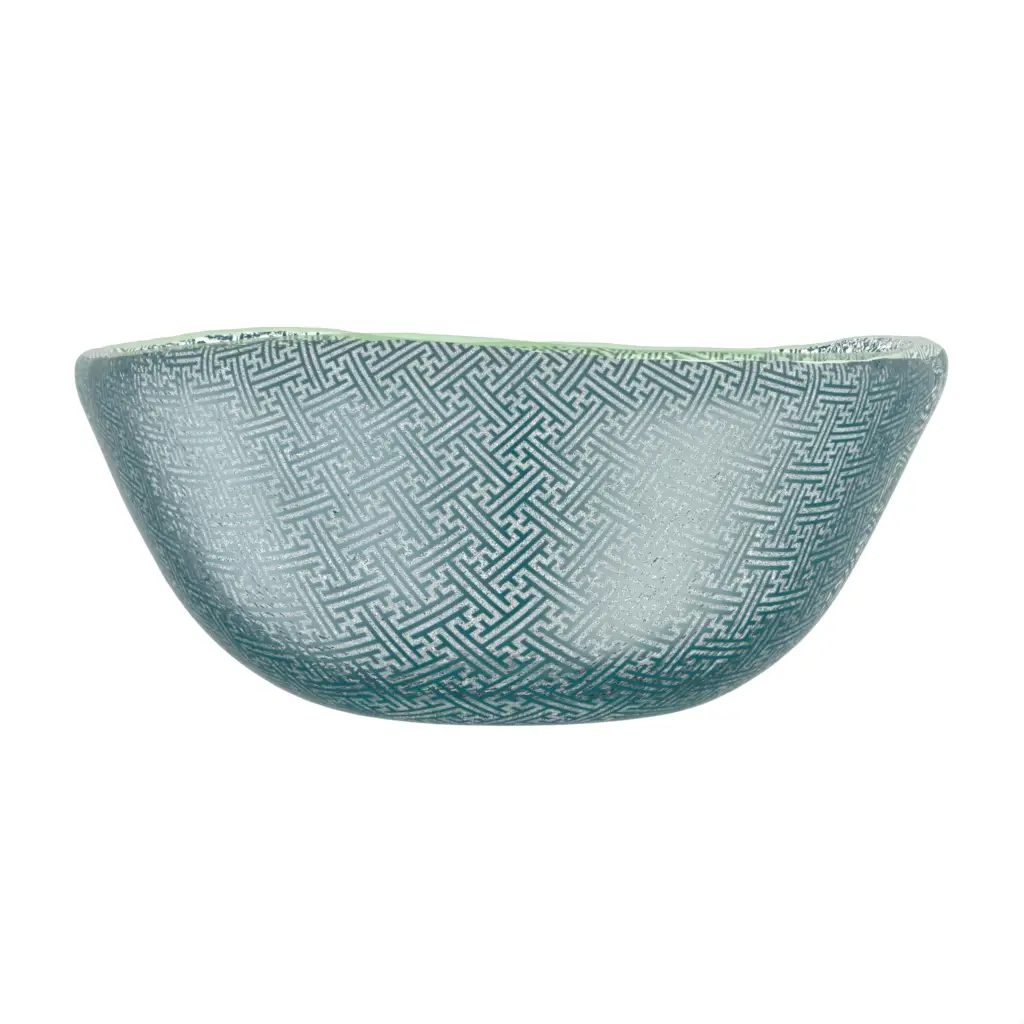 Asian Rice Bowl in Jungle Blue - Side Plates - 3/4 View