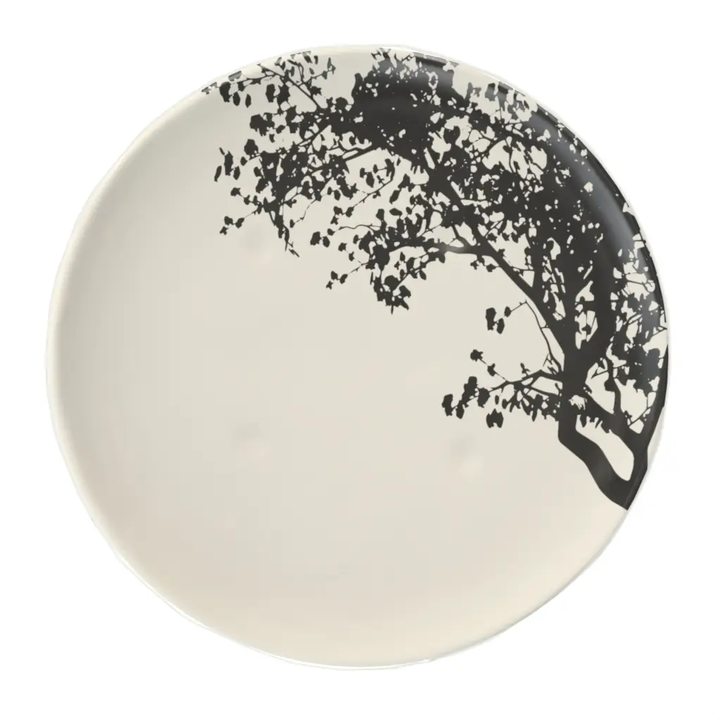 Black Appetizer Plate in Birch White - Side Plates - 3/4 View