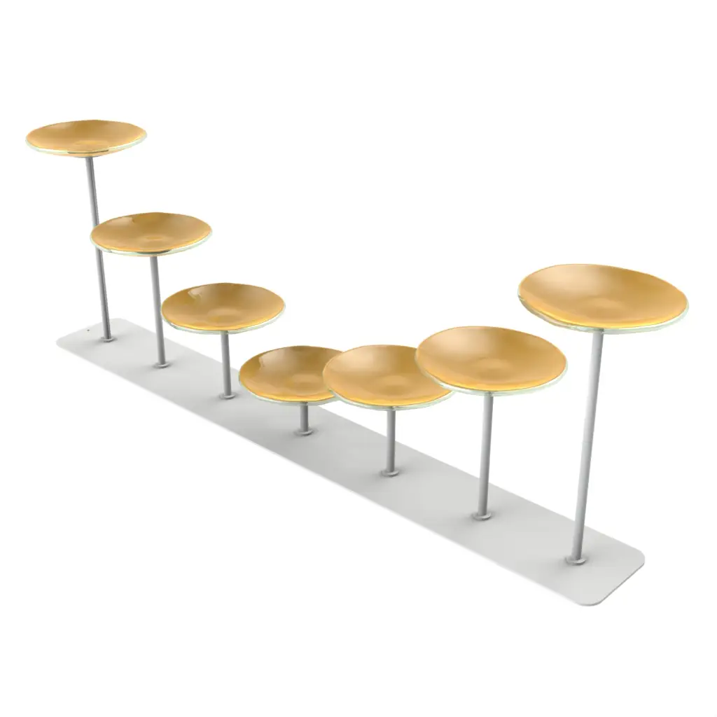 Buffet Display Stand in Matte Gold - Buffet Risers Stands - 3/4 View