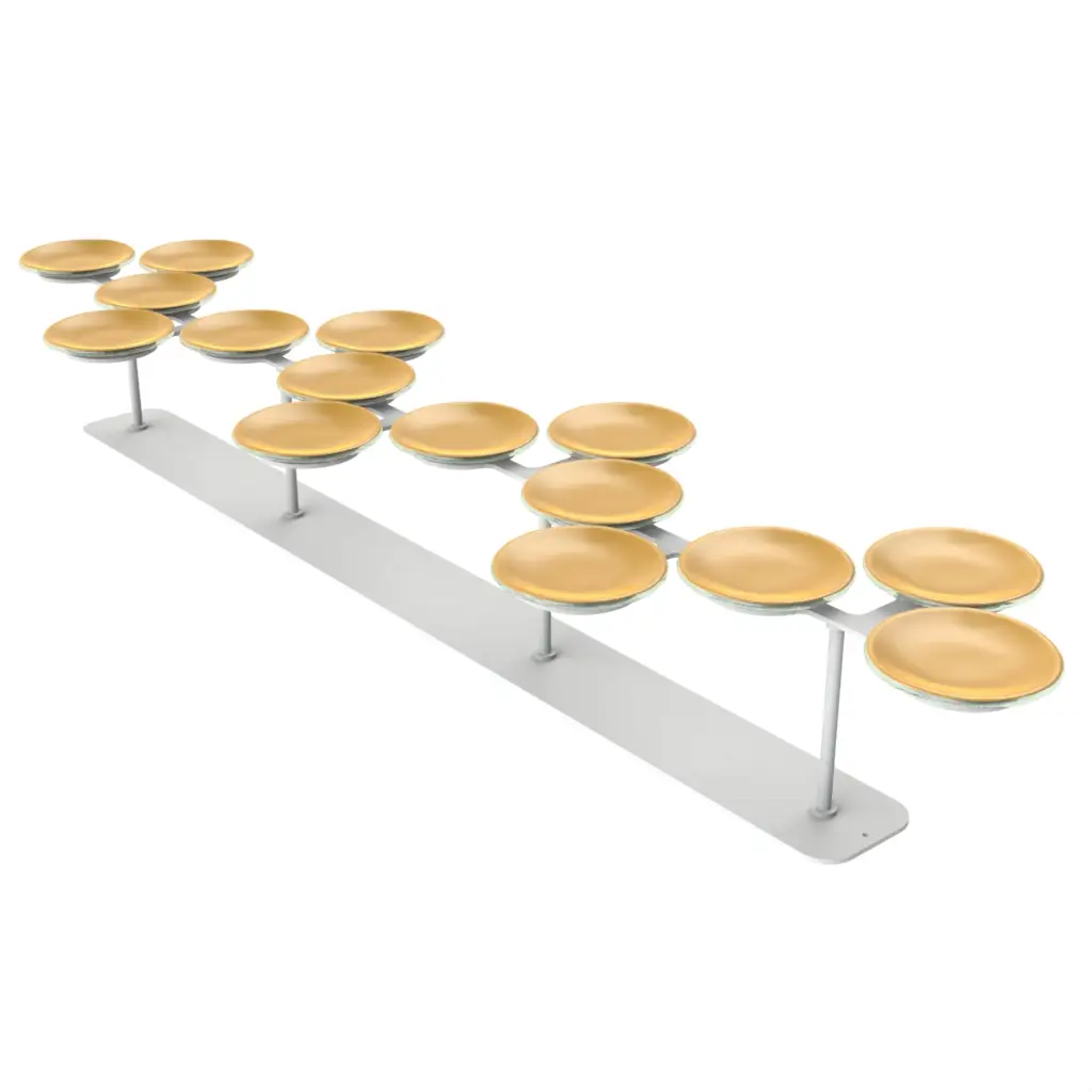 Buffet Food Stand in Matte Gold - Buffet Risers Stands - 3/4 View