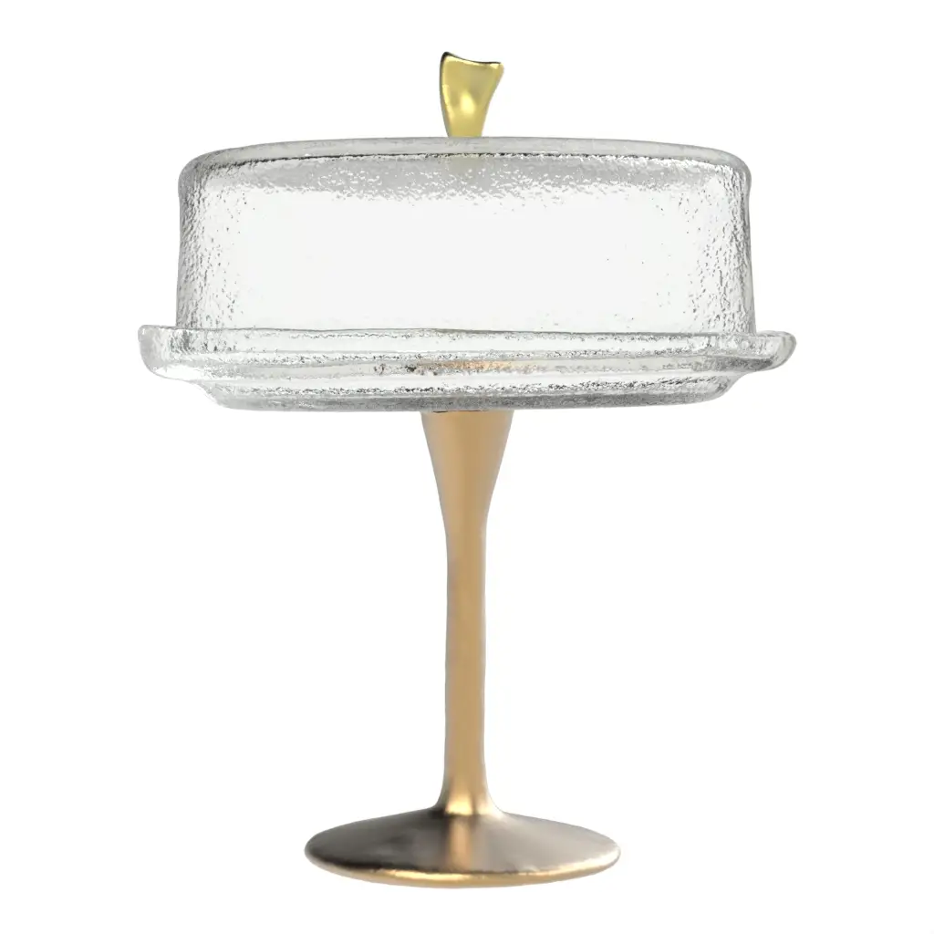 Cake Pedestal With Dome in Glass With Texture - Cake Stands - 3/4 View