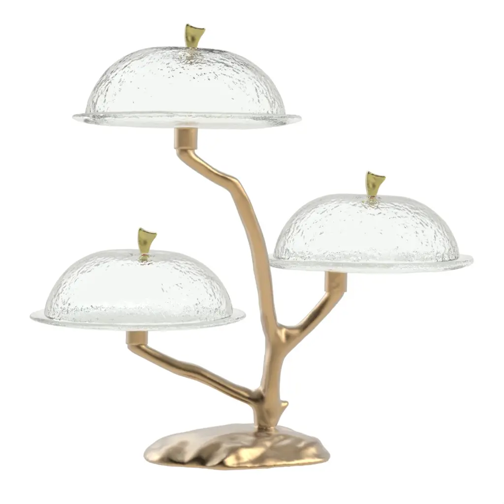 Cake Pedestal With Dome in Glass With Texture - Cake Stands - 3/4 View