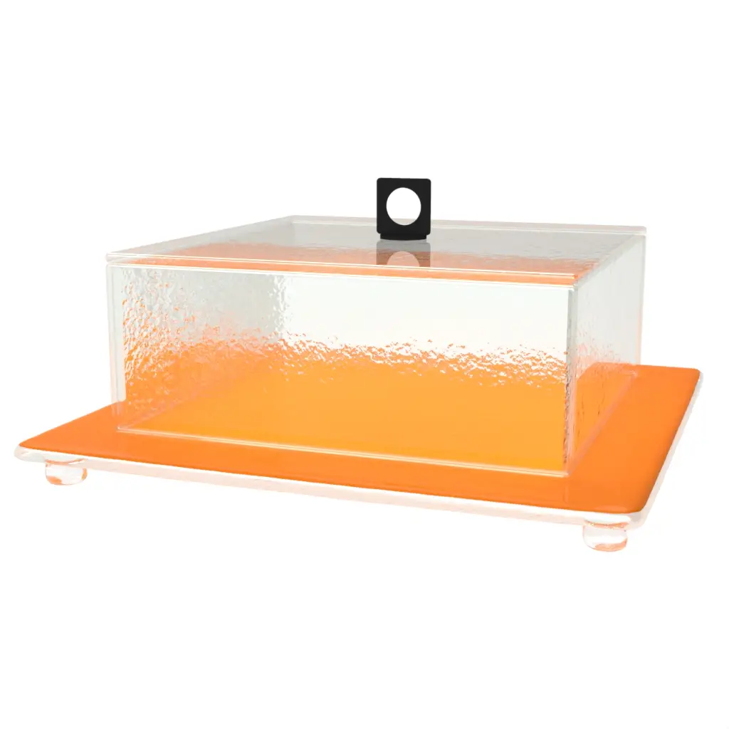 Cake Stand And Dome in Saffron Orange - Cake Stands - 3/4 View