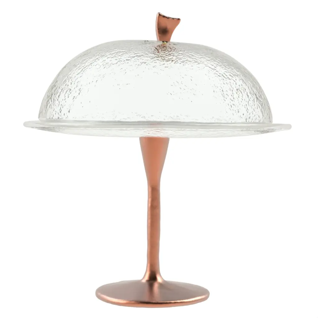 Cake Stand And Dome in Glass With Texture - Cake Stands - 3/4 View