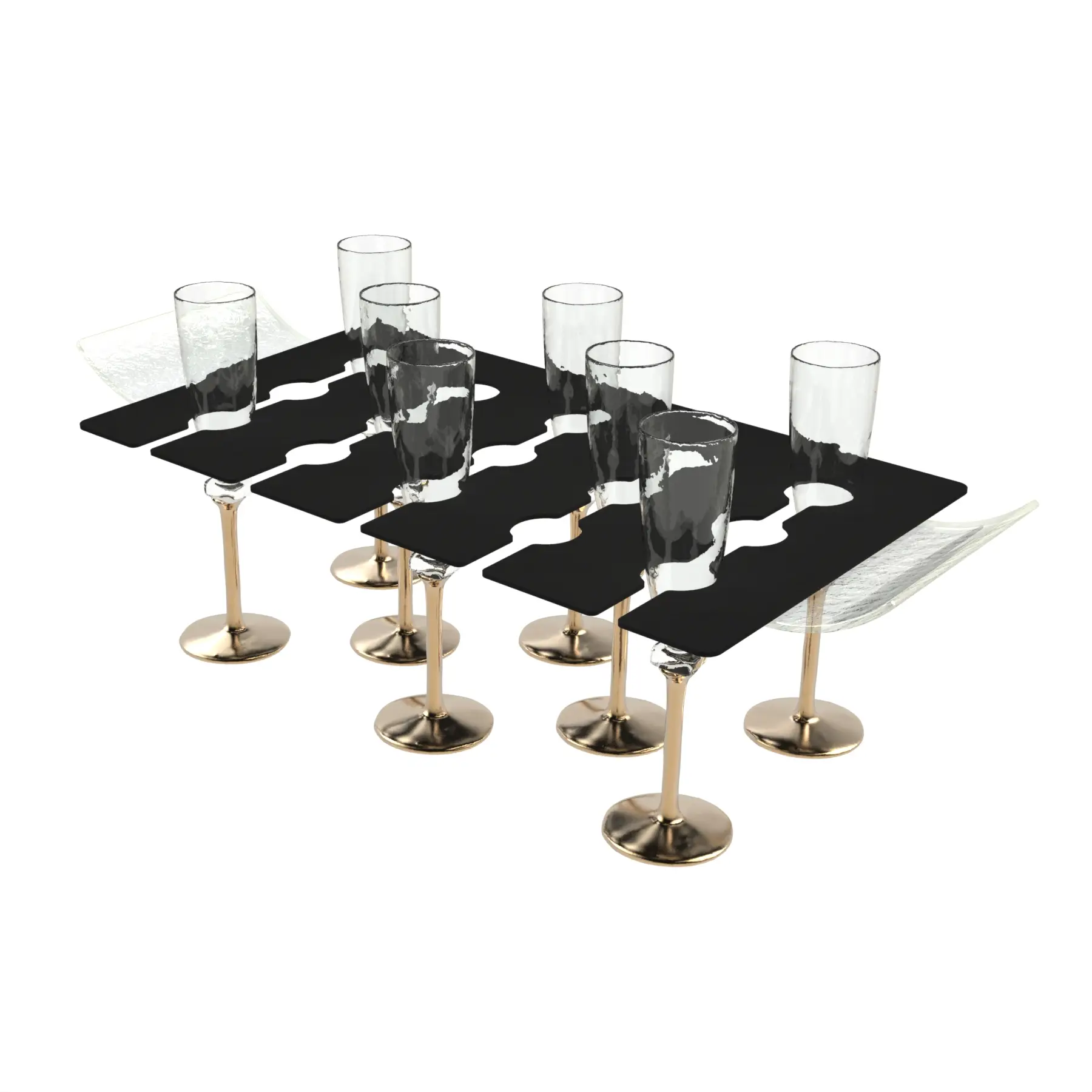 Champagne Flute Holder in Glass With Texture - Catering Serveware - 3/4 View