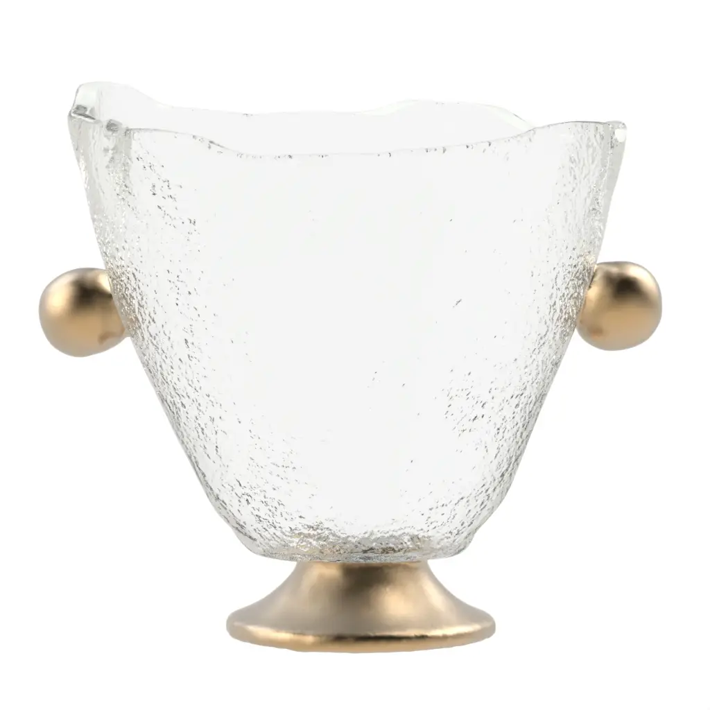 Champagne Ice Bucket in Glass With Texture - Bar Accessories - 3/4 View