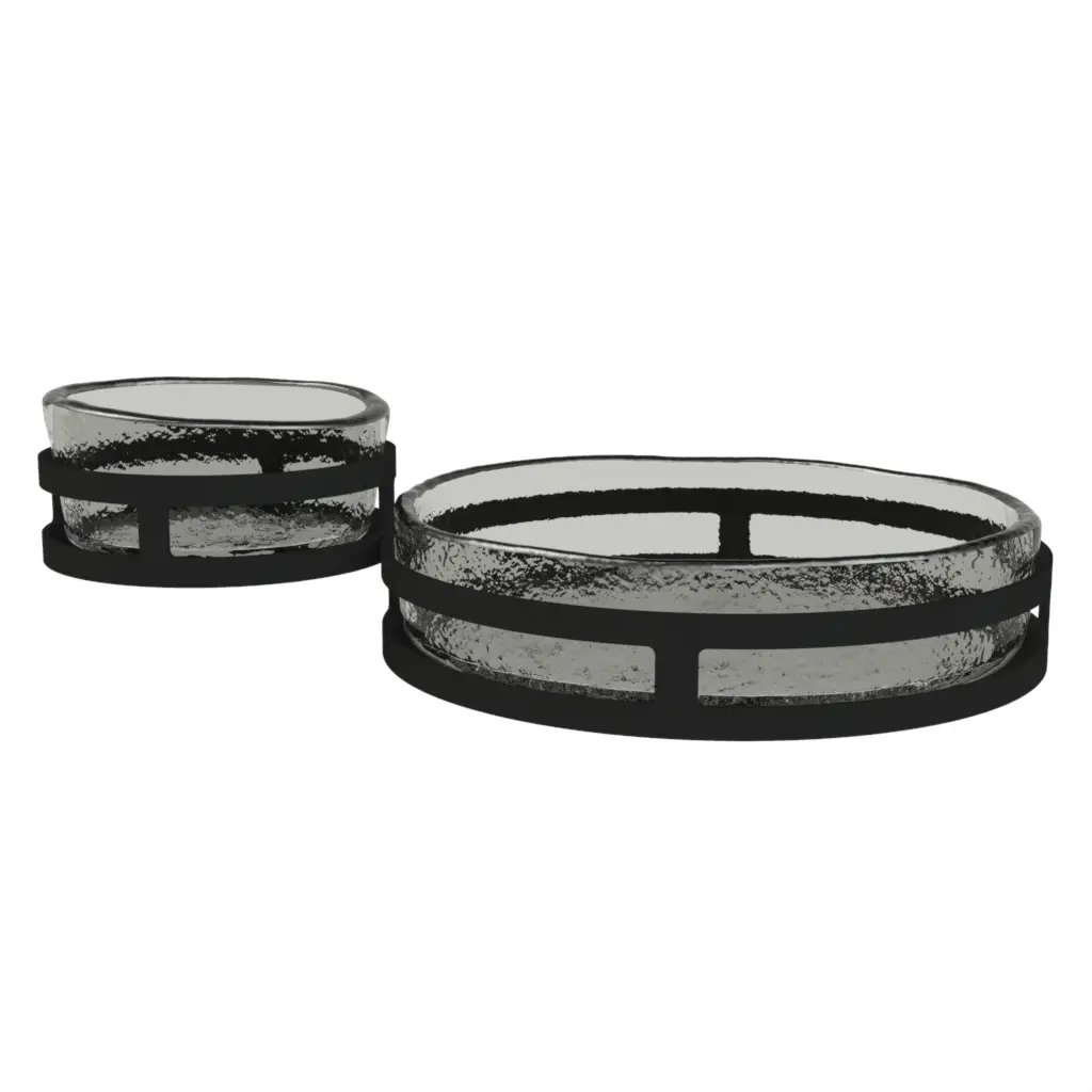 Chip And Dip Serveware in Gray Textured Glass - Snacks Serveware - 3/4 View