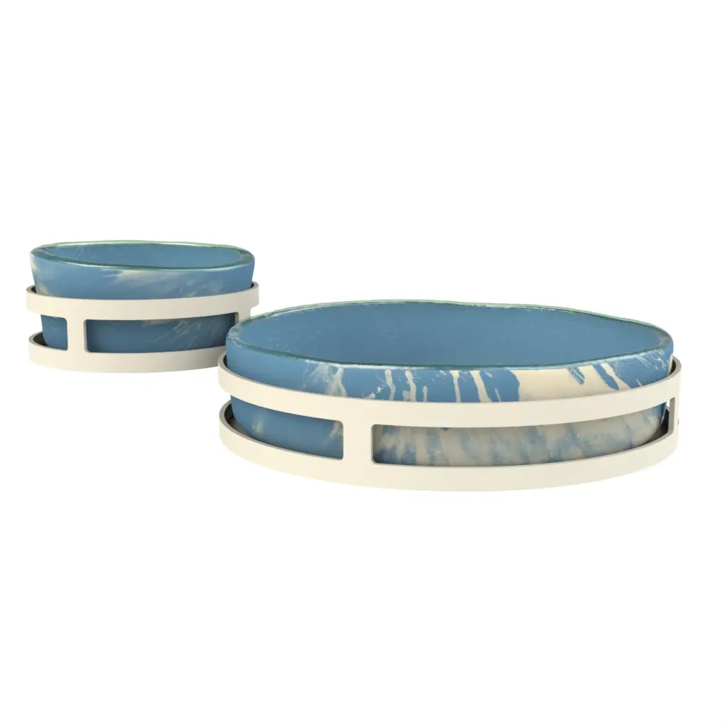 Chips And Dip Bowl in Niagara Blue - Snacks Serveware - 3/4 View