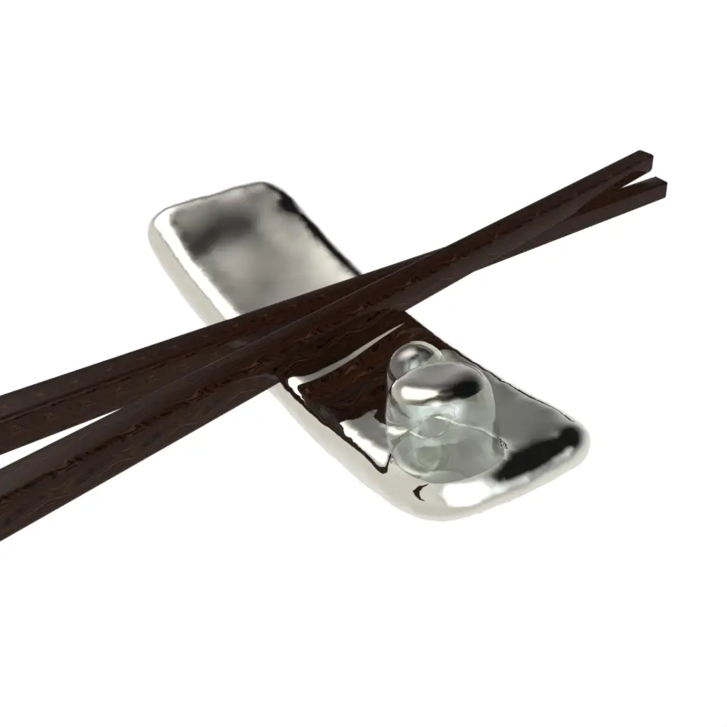 Chopstick Rest in Platinum Silver - Fine Dining Tableware - 3/4 View