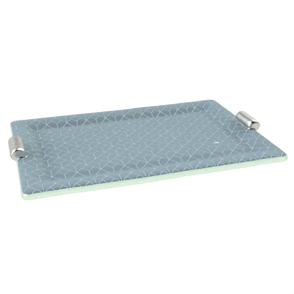 Decorative Accent Tray in Light Blue - Hotel Room Decor - 3/4 View