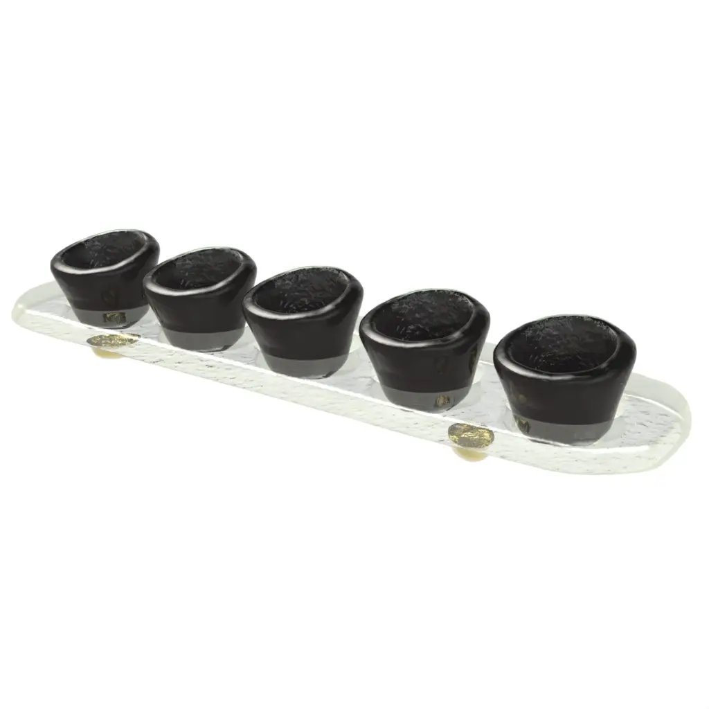Dip Bowl Set in Black - Snacks Serveware - 3/4 View