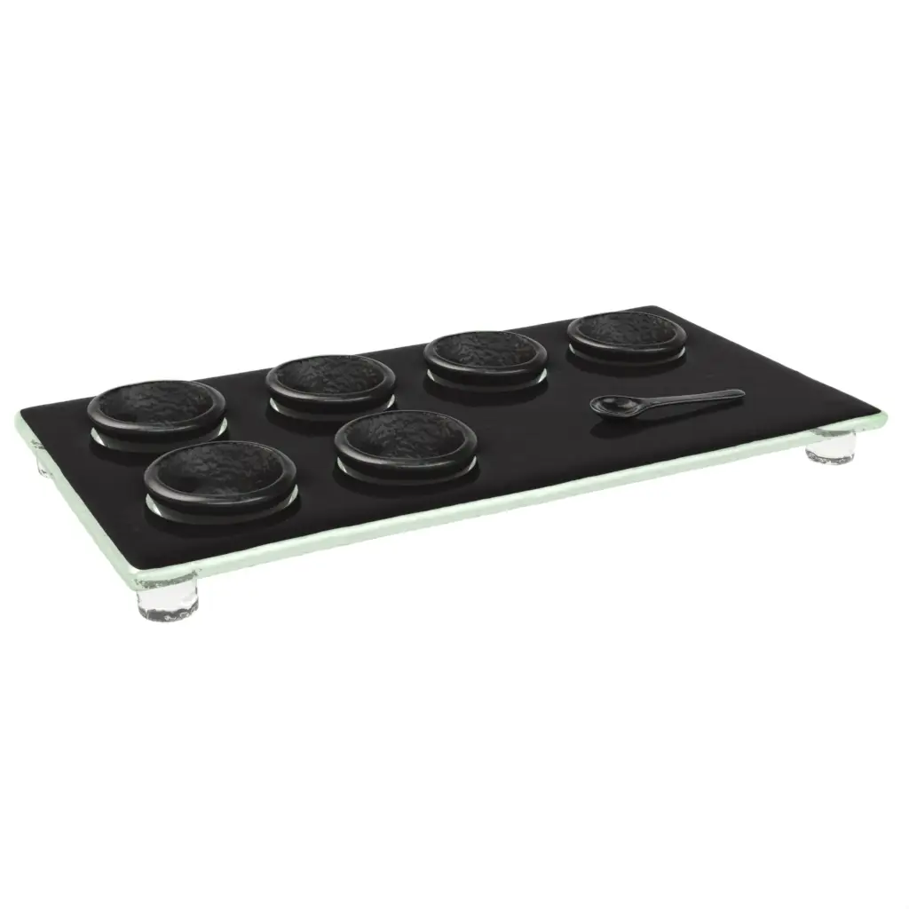 Dip Bowl Set in Black - Snacks Serveware - 3/4 View