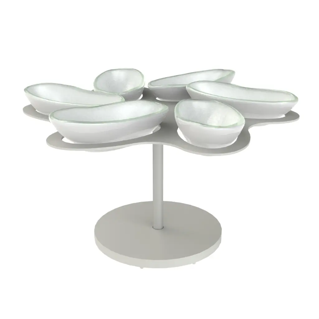 Dipping Bowl With Tray in Light Silver Gray - Snacks Serveware - 3/4 View