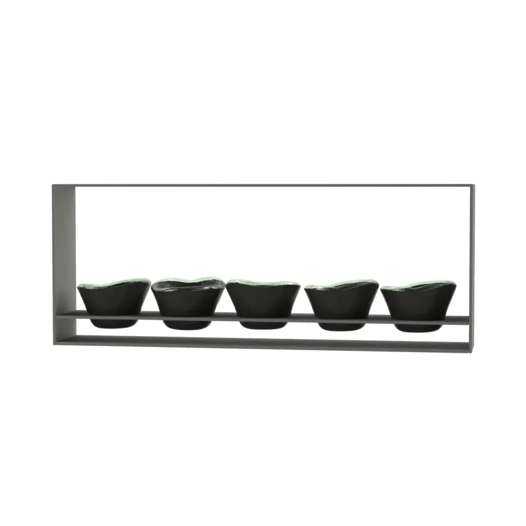 Dipping Bowl With Tray in Dark Gray - Snacks Serveware - 3/4 View