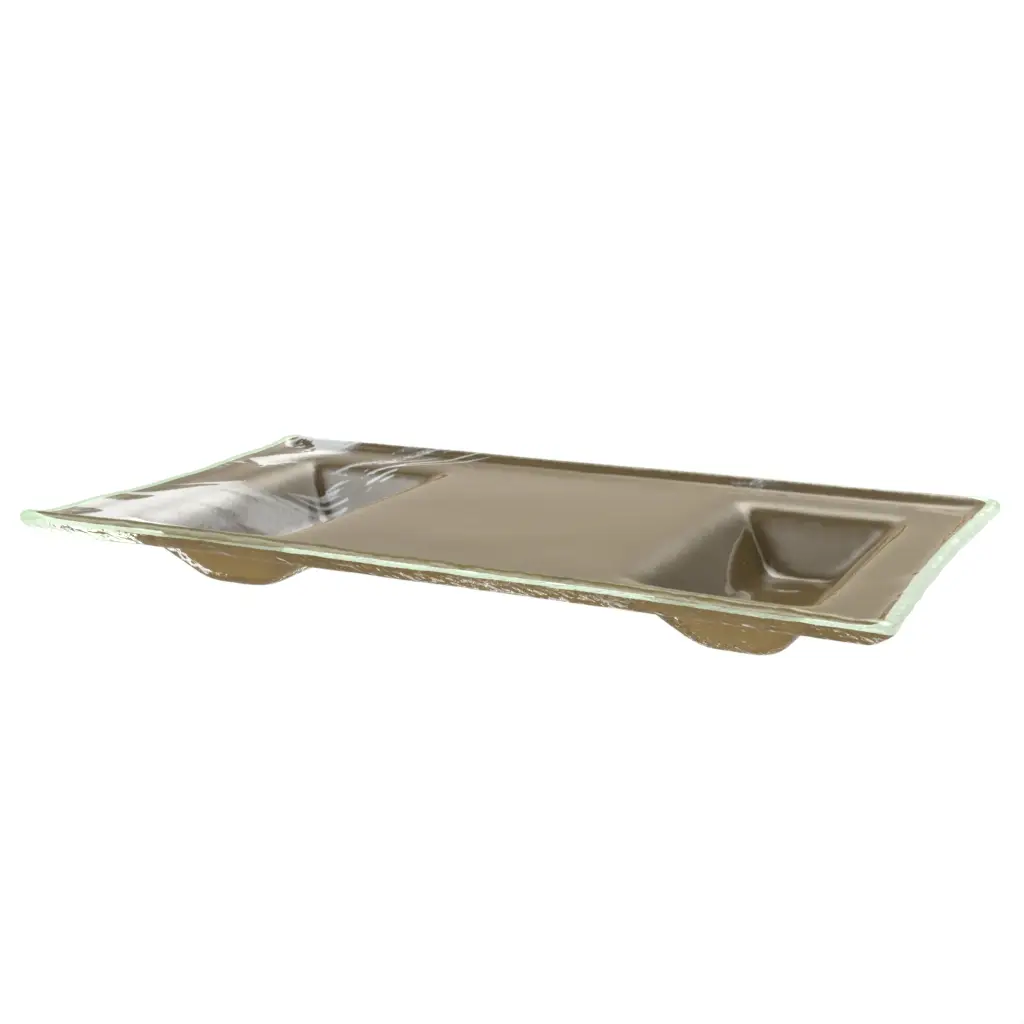 Divided Serving Platter in Olive Green - Serving Dishes - 3/4 View