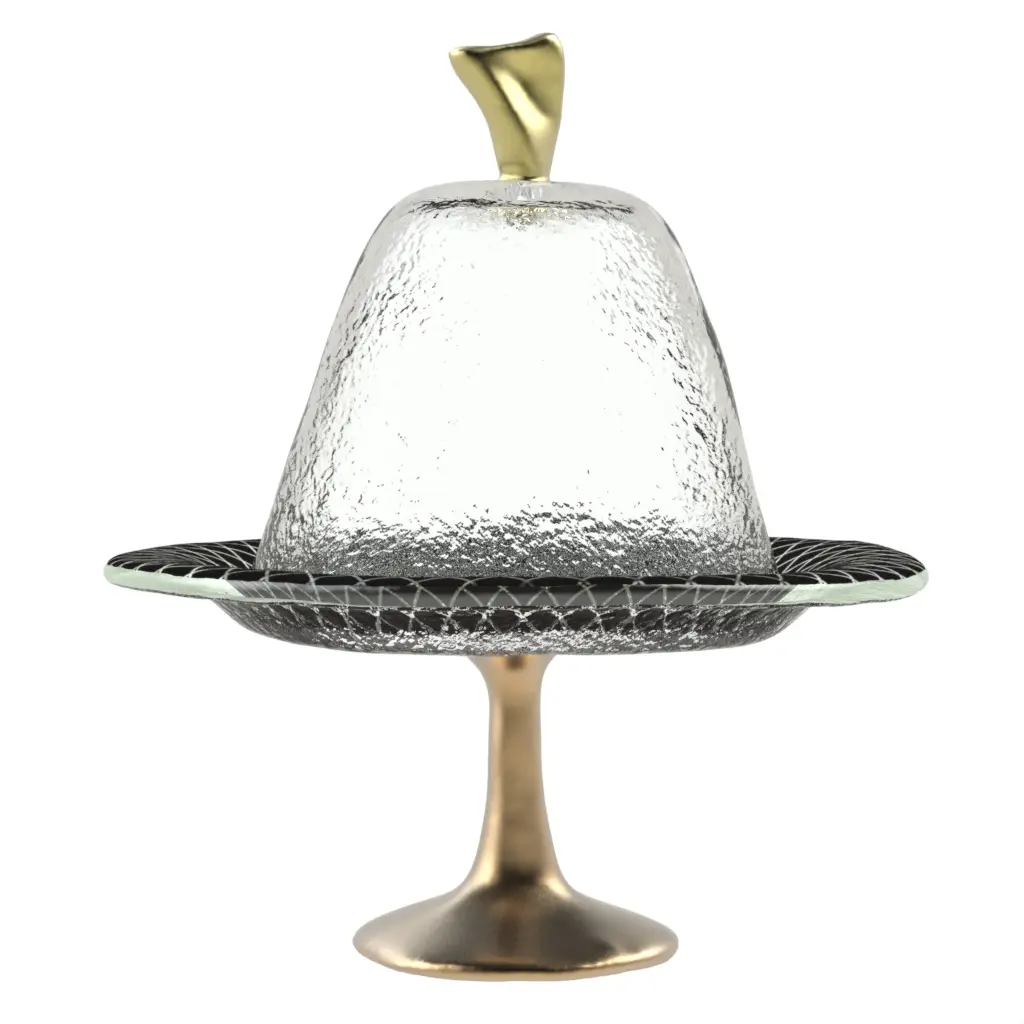 Dome Plate Cover in Black - Cake Stands - 3/4 View