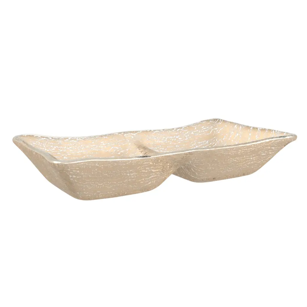 Double Dish Nut Bowl in Almond Beige - Snacks Serveware - 3/4 View