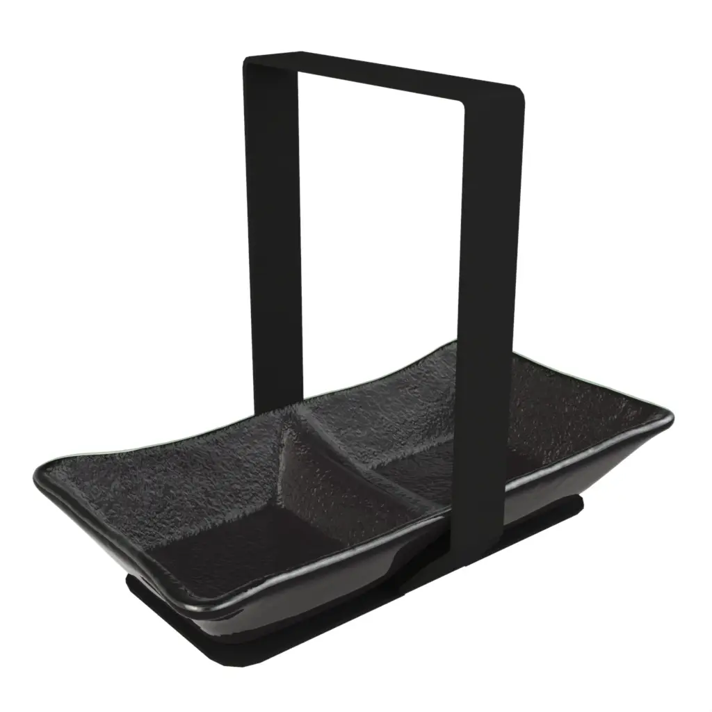 Double Dish Nut Bowl in Black - Snacks Serveware - 3/4 View