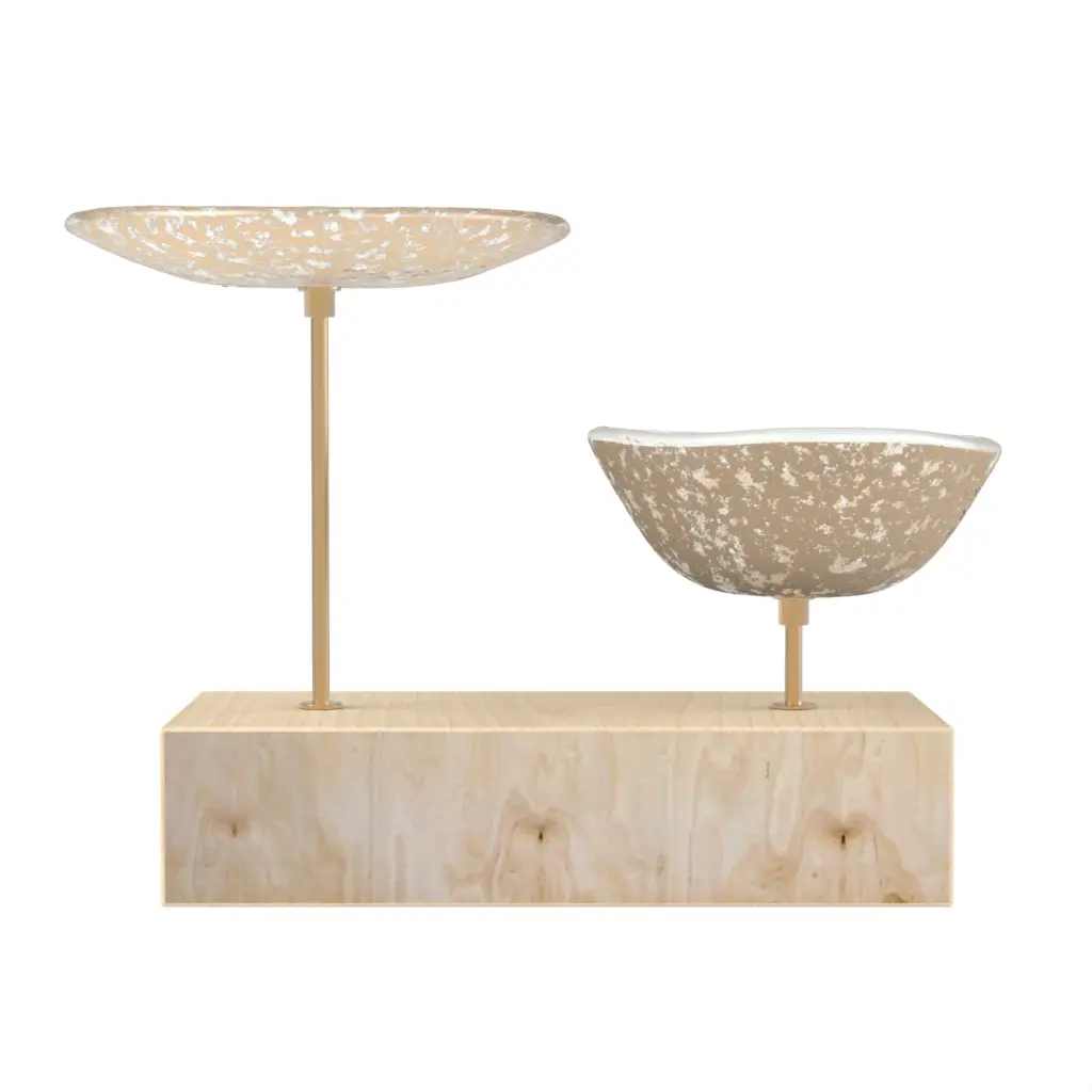 Double Dish Nut Bowl in Almond Beige - Snacks Serveware - 3/4 View